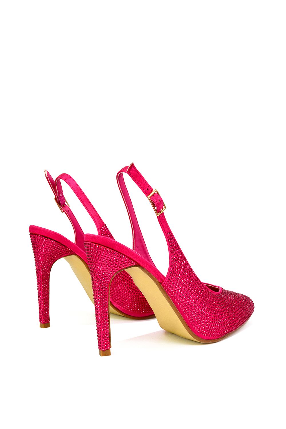 XY London 'Divine' Diamante Pointed Toe Slingback Bridal High Heel Stilettos image 3