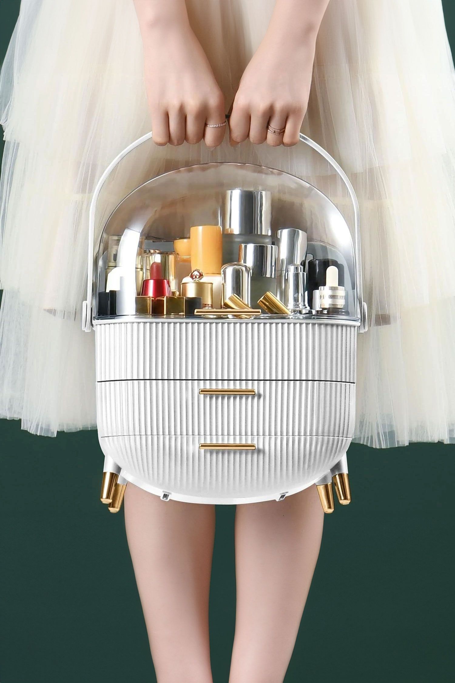 Neo Three Layer Cosmetic Makeup Storage Organiser Skincare Display Box Case With Portable Handle image 2