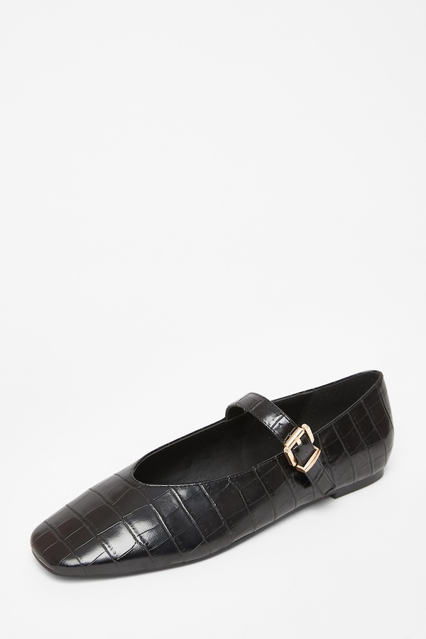 Quiz Black Faux Leather Croc Print Pumps