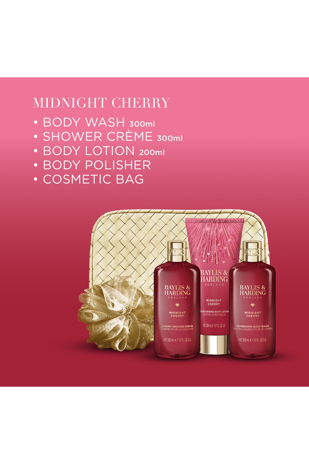 Baylis & Harding Midnight Cherry Bags Of Beauty Gift Set Multi image 4