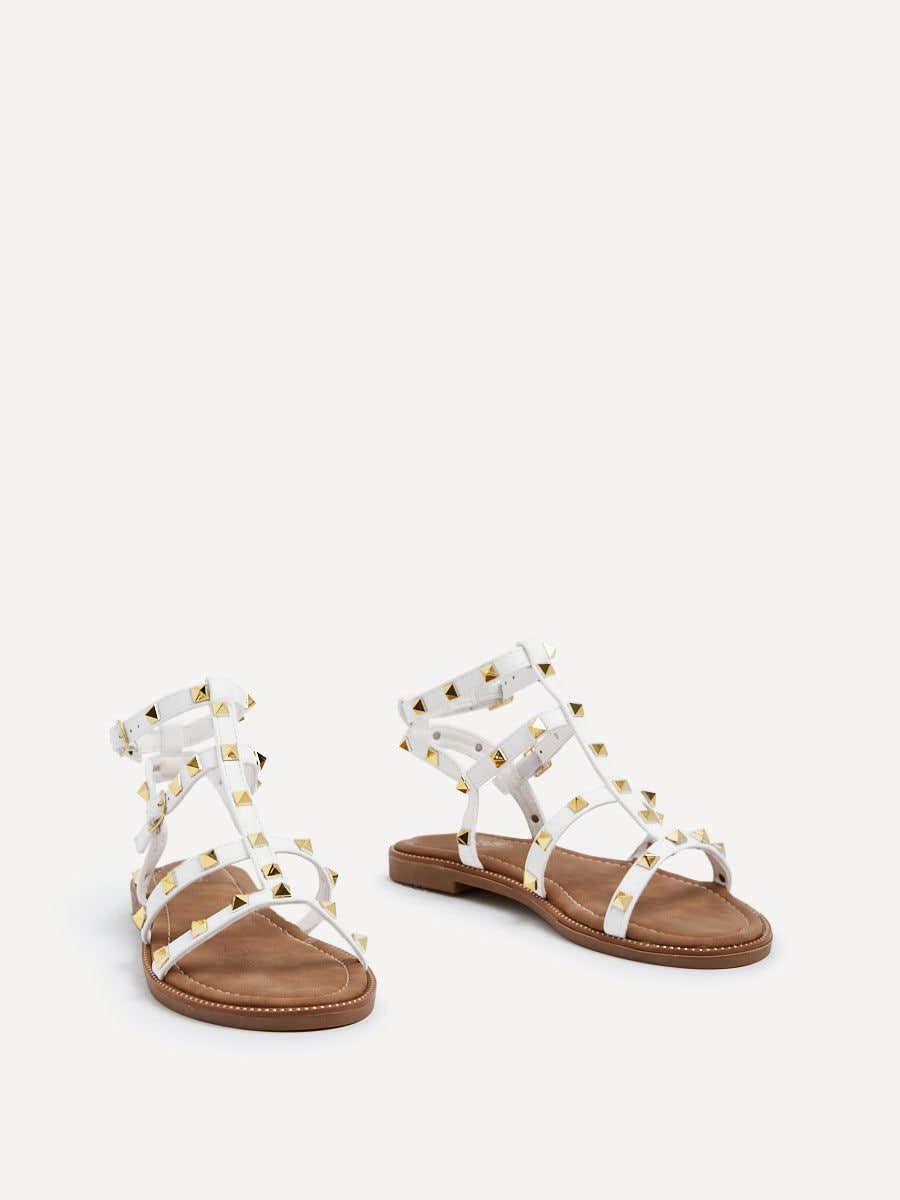 Linzi Billie White Studded Gladiator Sandals image 3