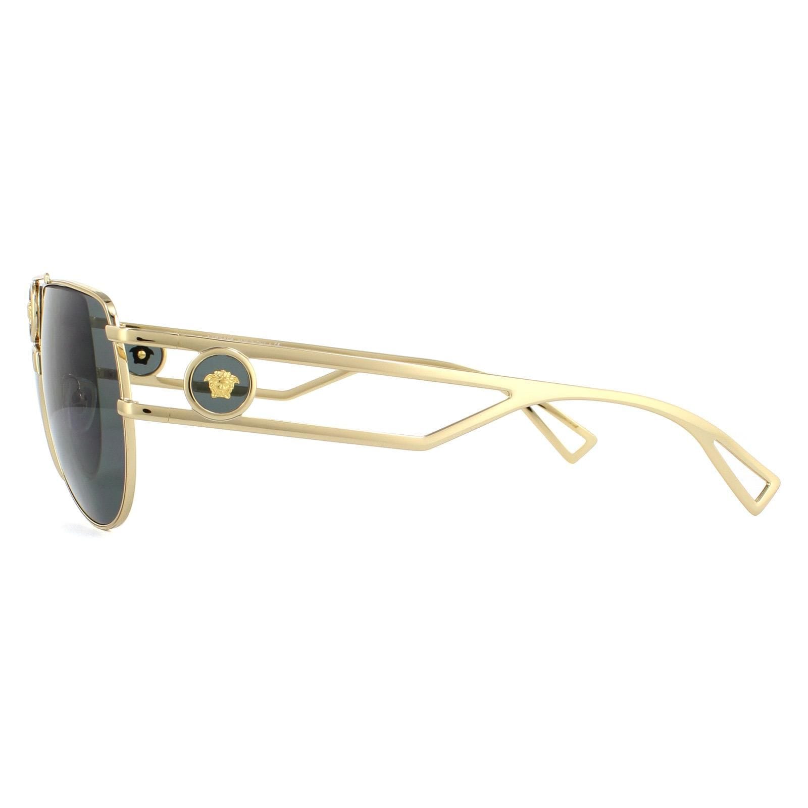 Versace Aviator Gold Grey Sunglasses image 3