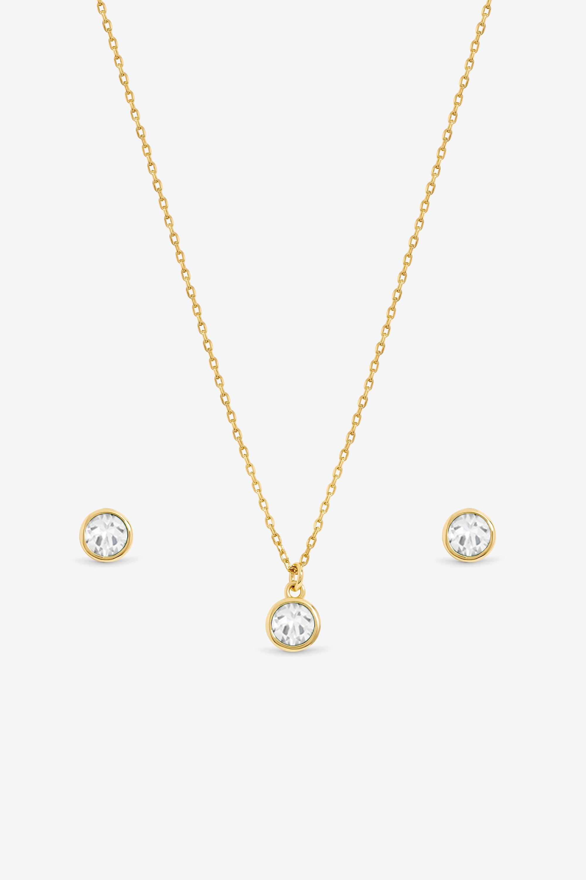 Jon Richard 14Ct Real Gold Plated Birthstone Bezel Set - April - Gift Boxed image 2