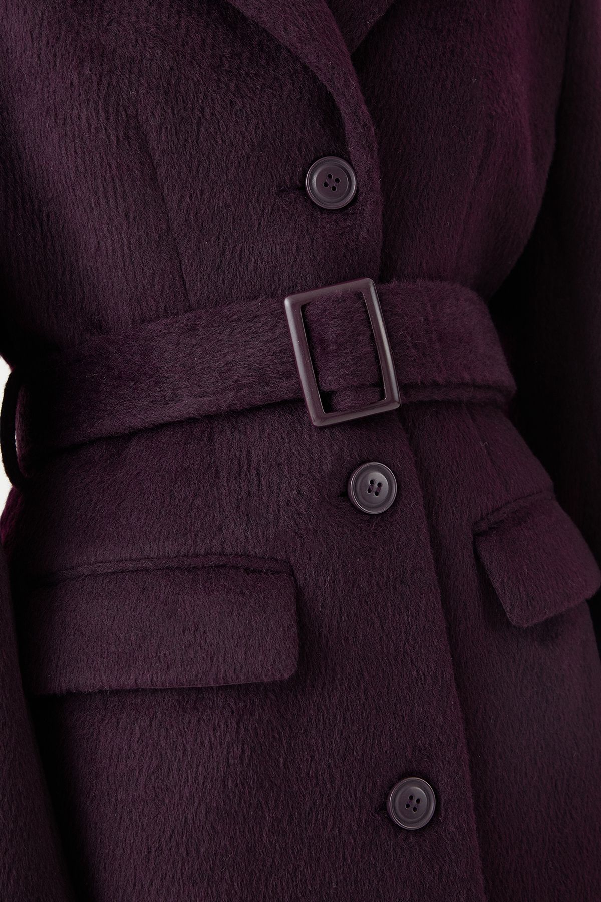 MissPap Brushed Wool Look Belted Coat Chocolate image 5