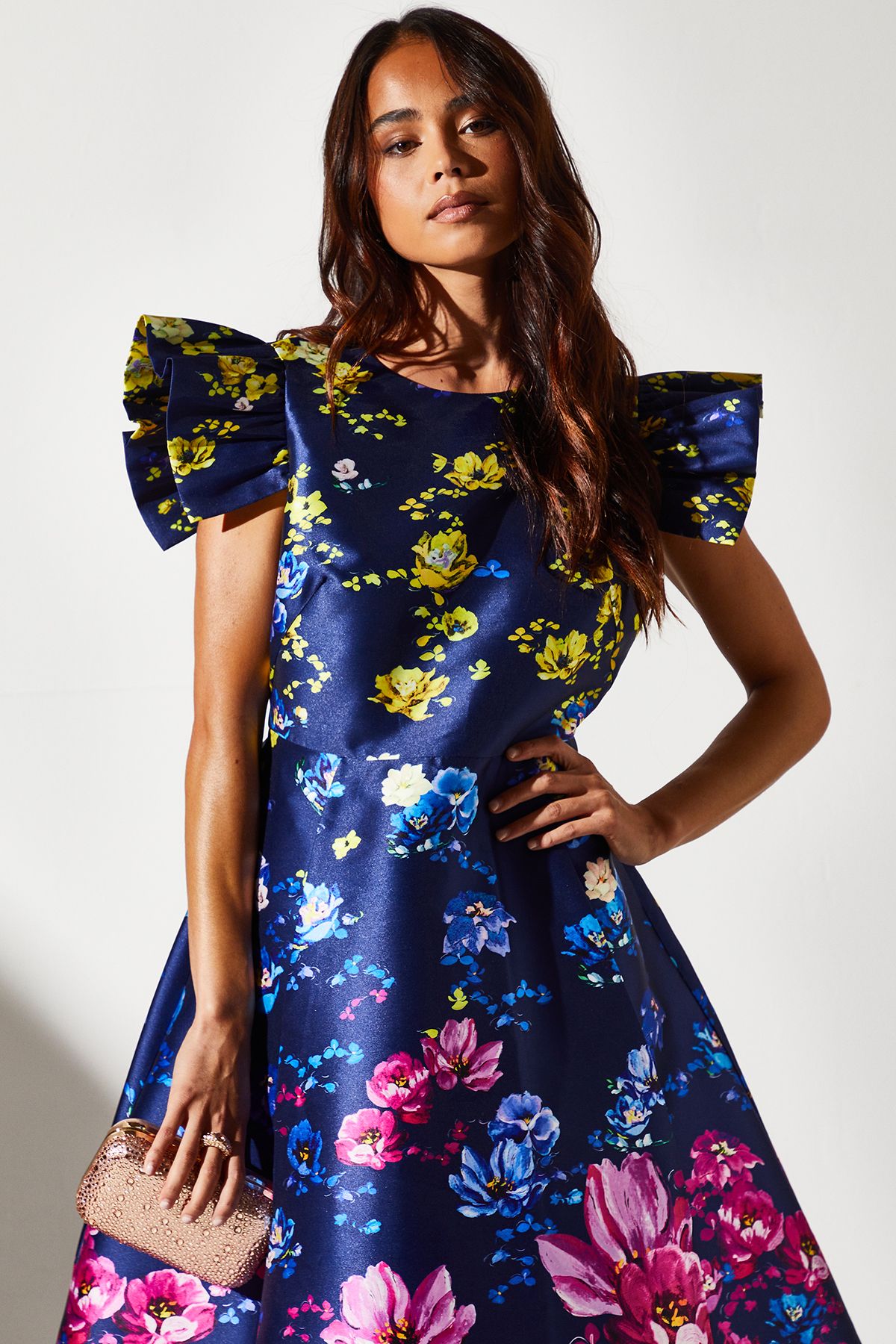 Coast Satin Embellished Hard Clutch Bag Rose Gold image 3