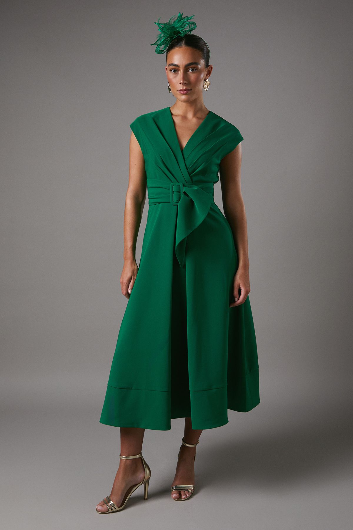 Coast Belted Crepe Dress Emerald image 1
