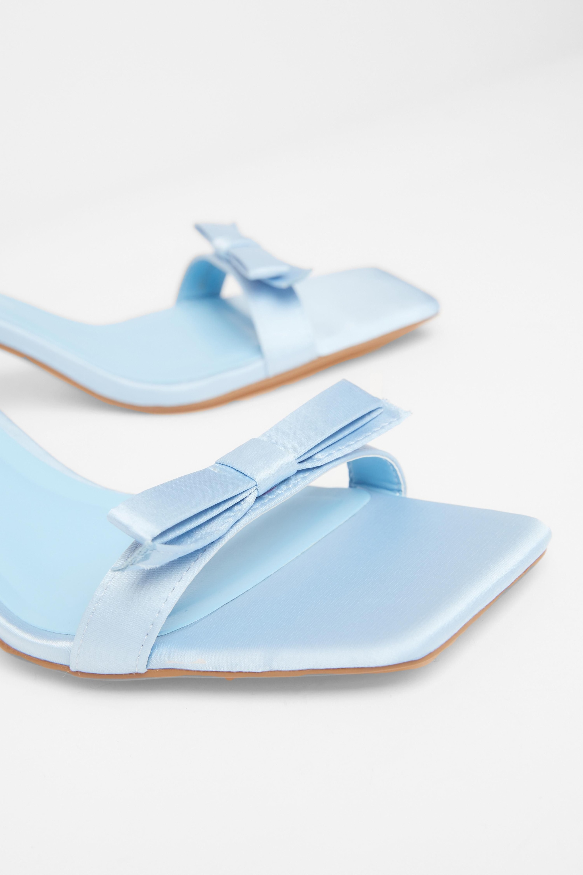 Quiz Blue Satin Bow Heels image 4