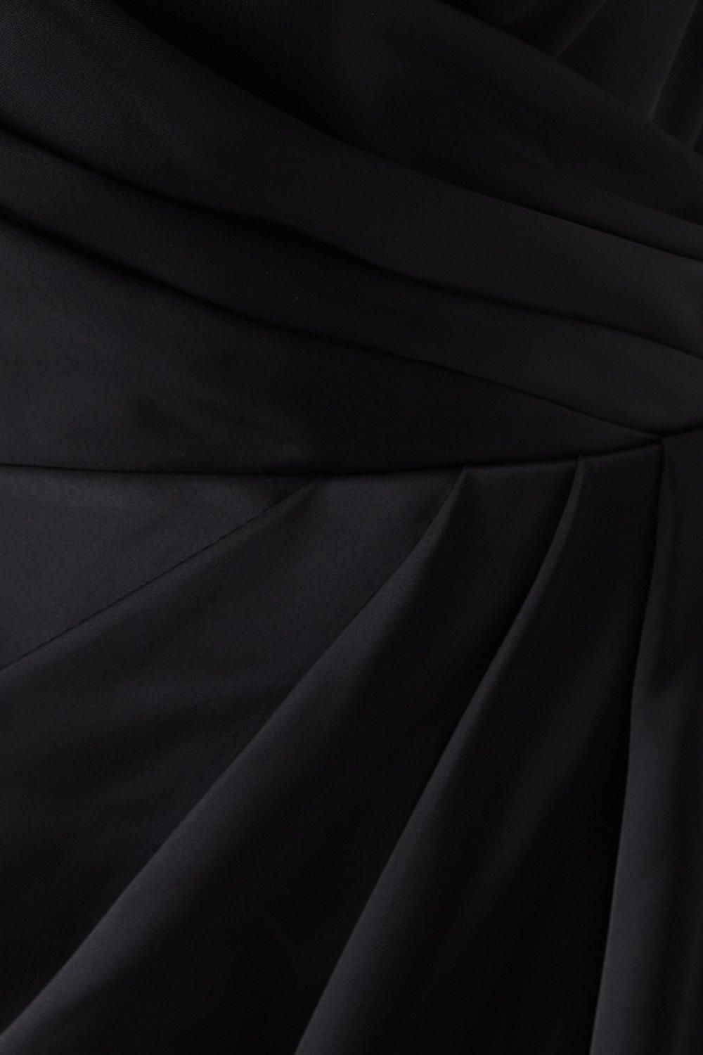 Coast Ruched Waist Detail Satin Bridesmaid Dress Black image 5