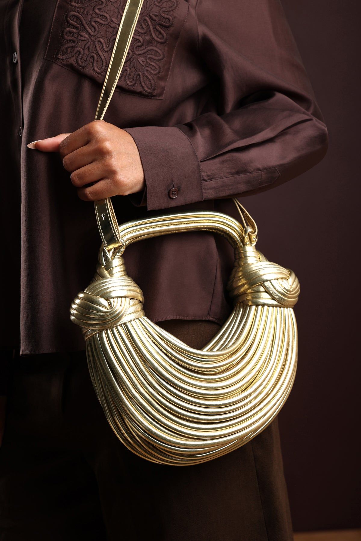 Where's That From 'Blossom' Curved Metallic Shoulder Bag image 5