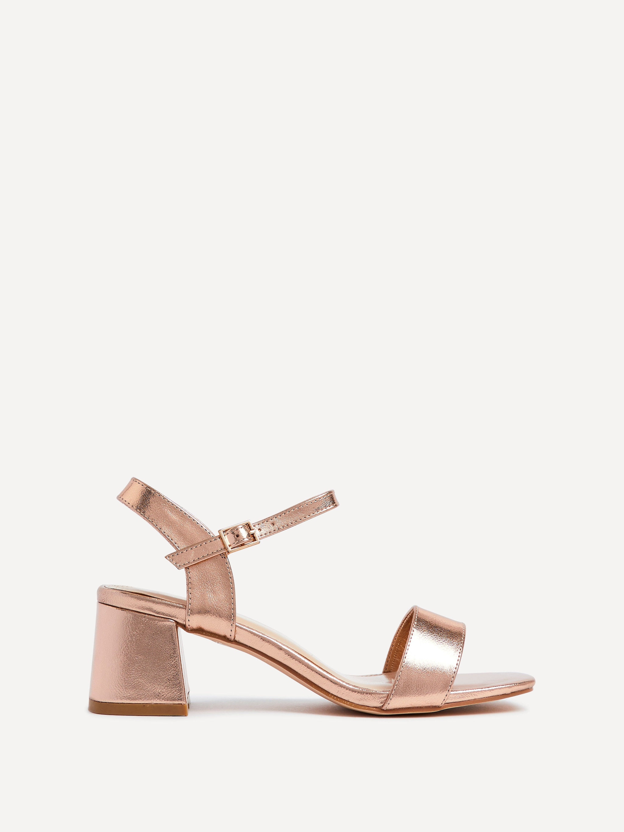 Linzi Darcie Rose Gold Faux Leather Low Chunky Block Heeled Sandal image 1