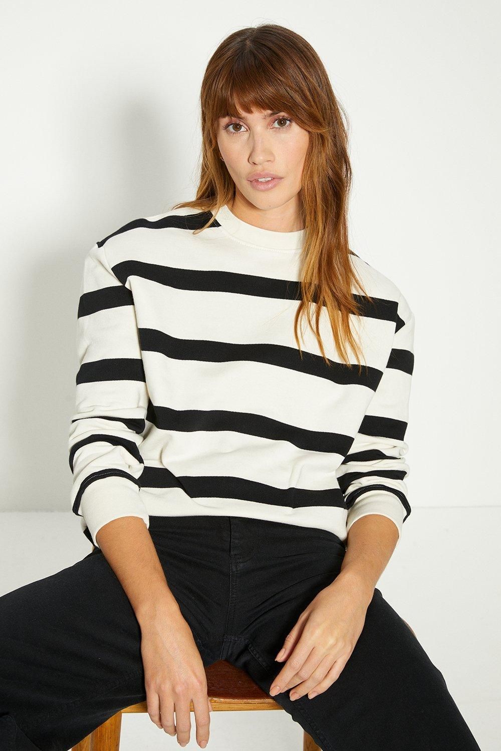 Oasis Premium Boxy Stripe Sweatshirt Stripe