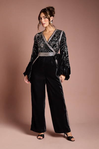 Coast Wrap Top Celestial Velvet Jumpsuit Black