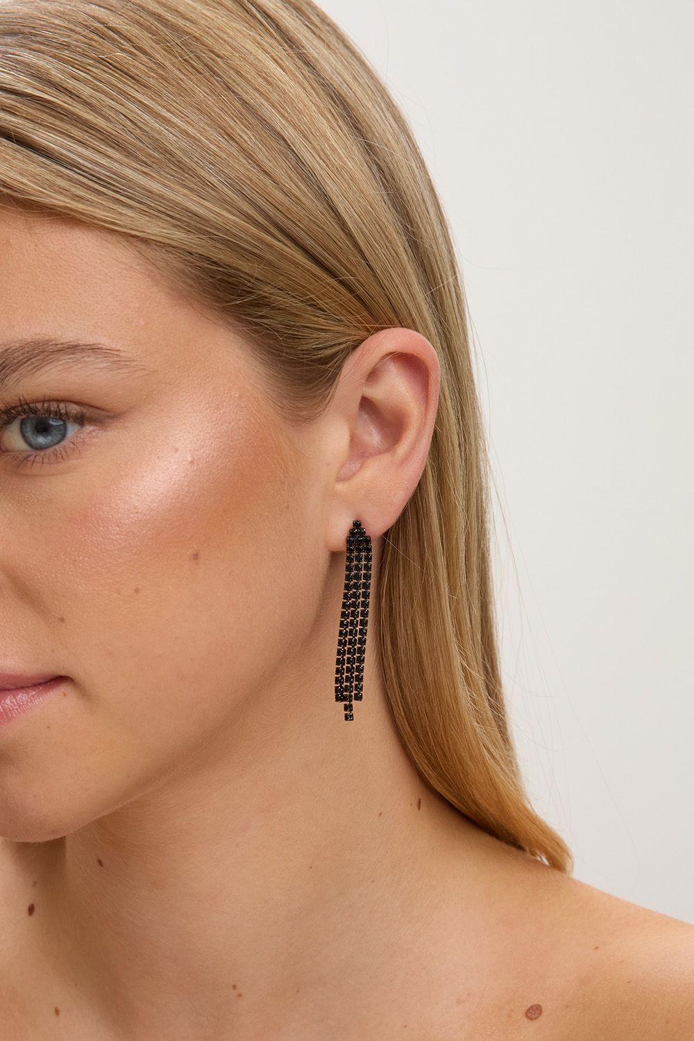 Jon Richard Rhodium Plated and Jet  Drop Earrings image 3