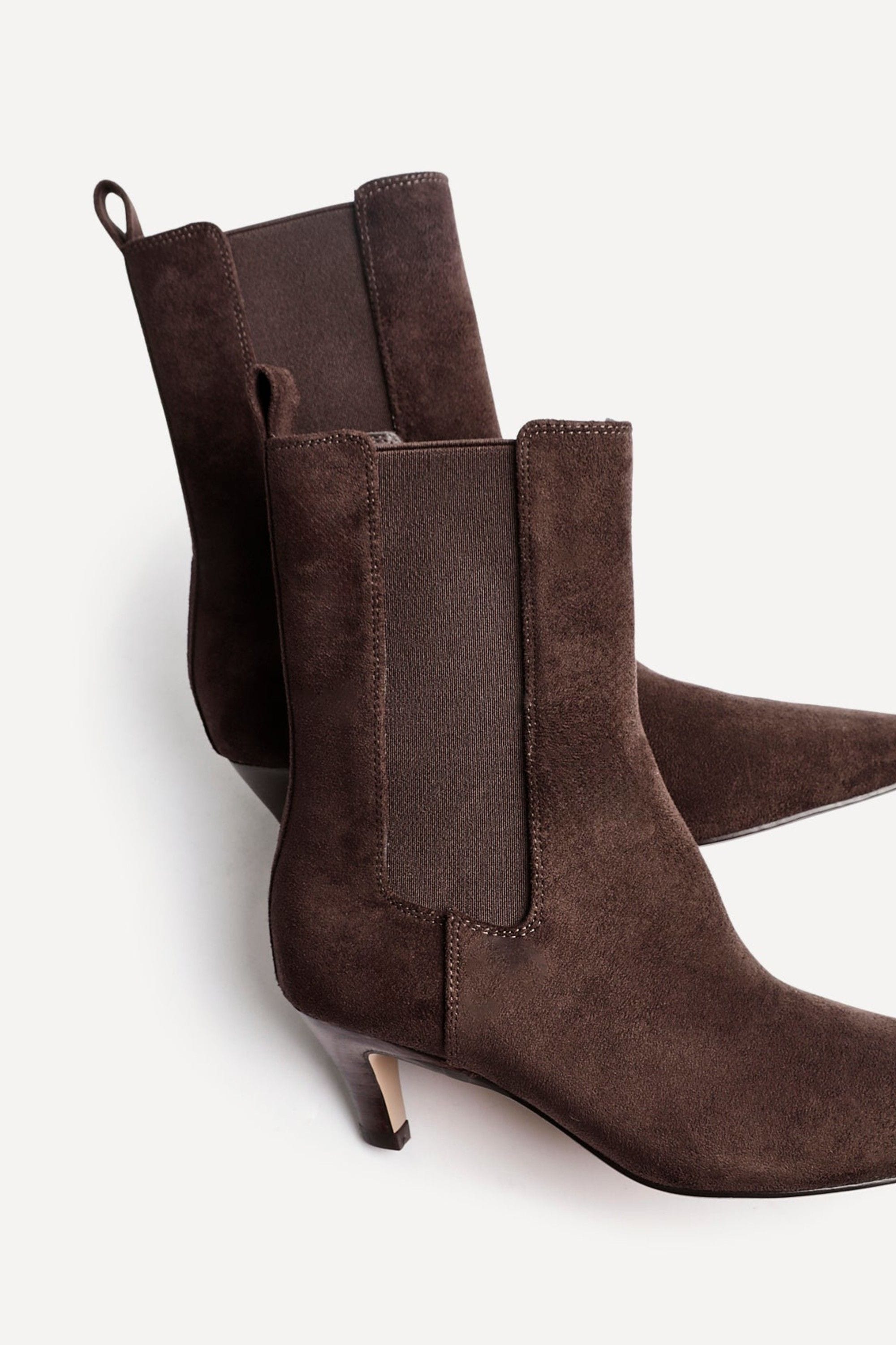 Linzi Ritual Brown Faux Suede Kitten Heel Chelsea Boot image 3