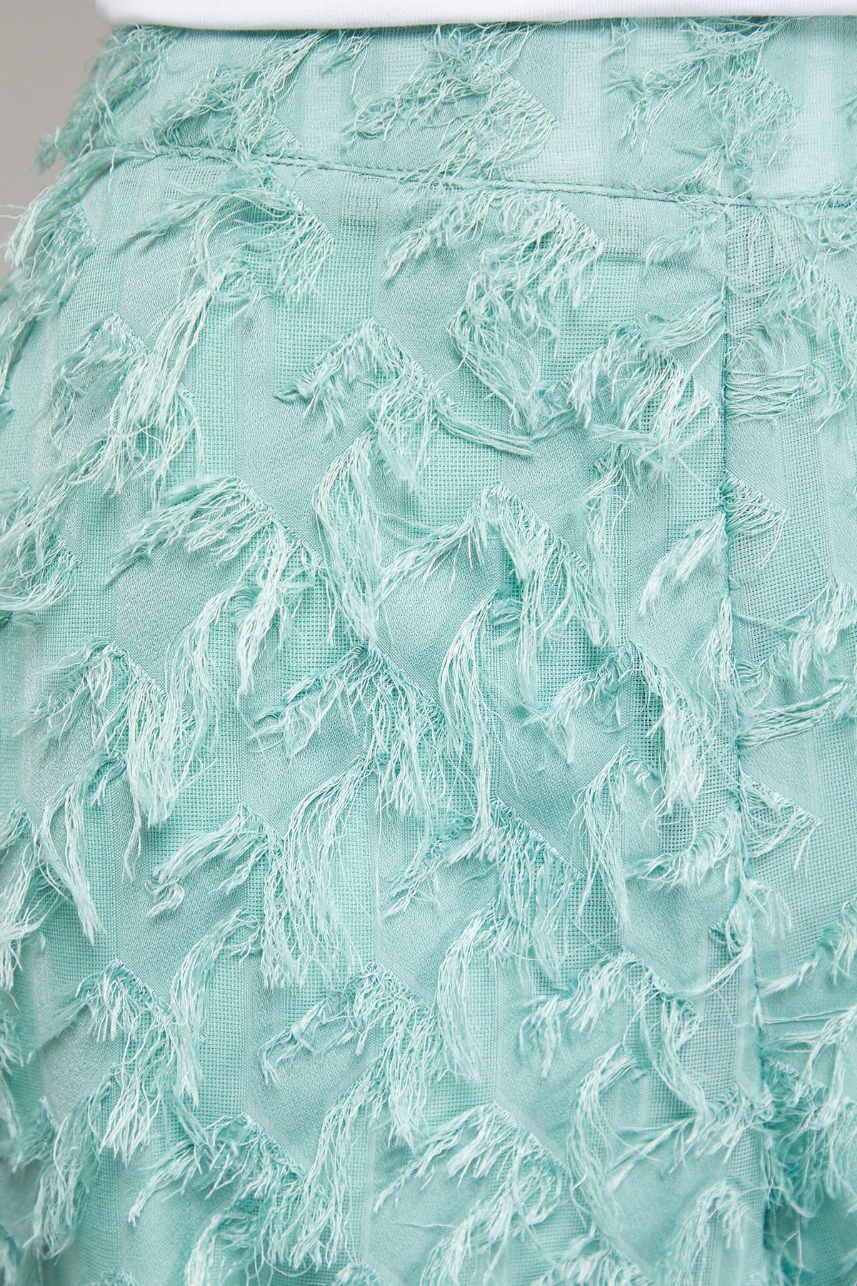 Warehouse Fluffy High Waisted Wide Leg Trouser Pale Green image 4