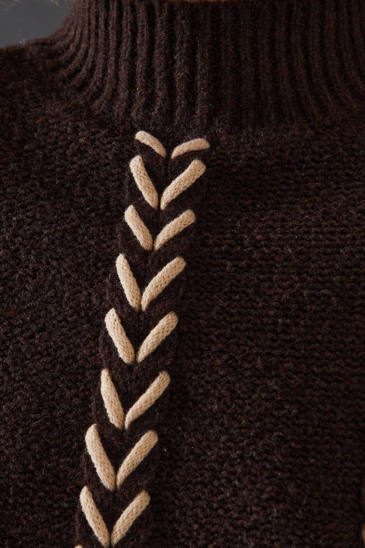 Warehouse Whipstitch Detail Oversized Jumper Chocolate image 5