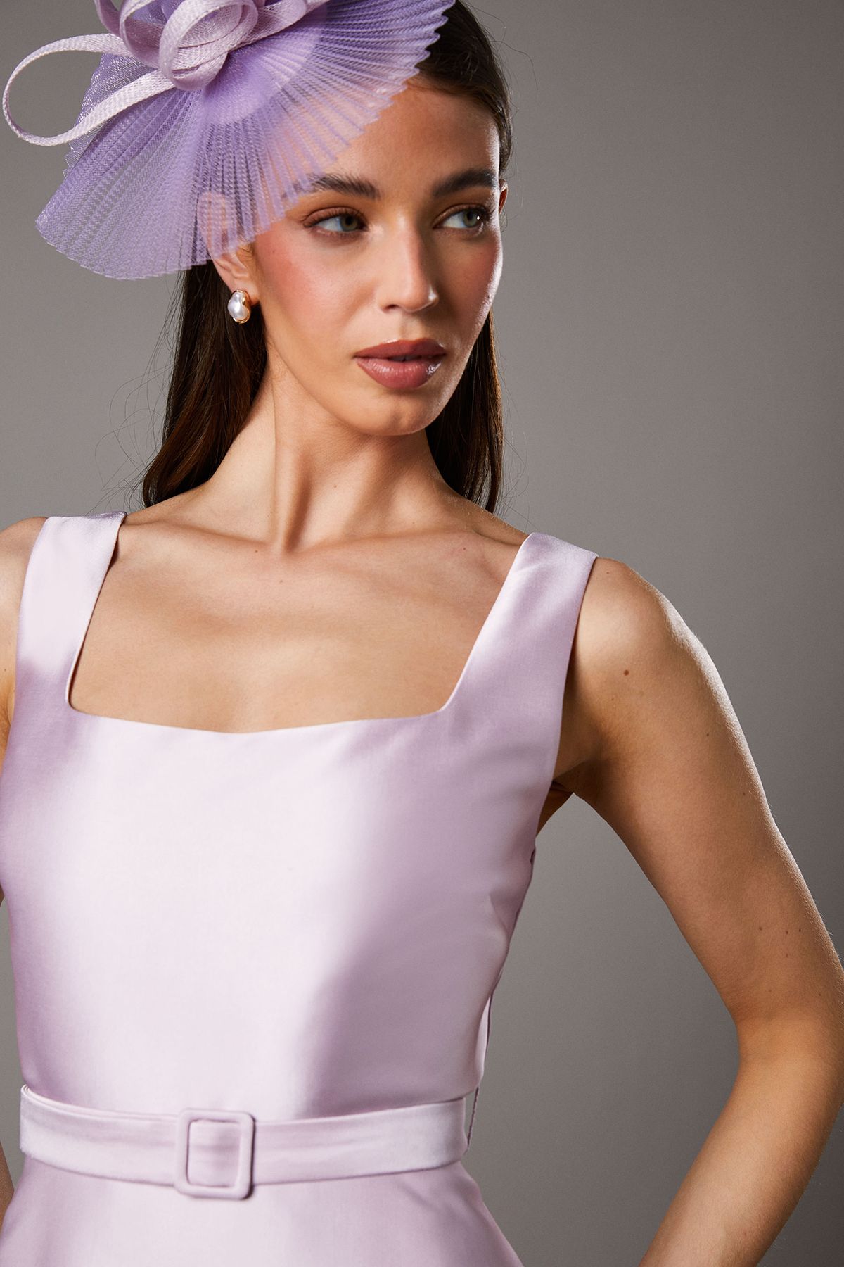Coast Petite Belted Twill Midi Dress Lilac image 4