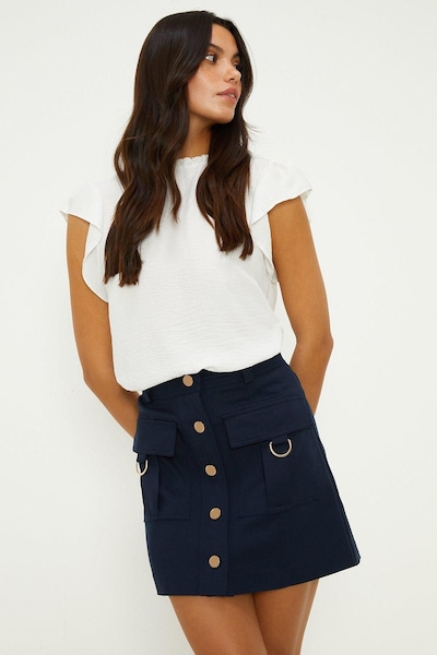 Oasis Button Pocket Detail Mini Skirt Navy
