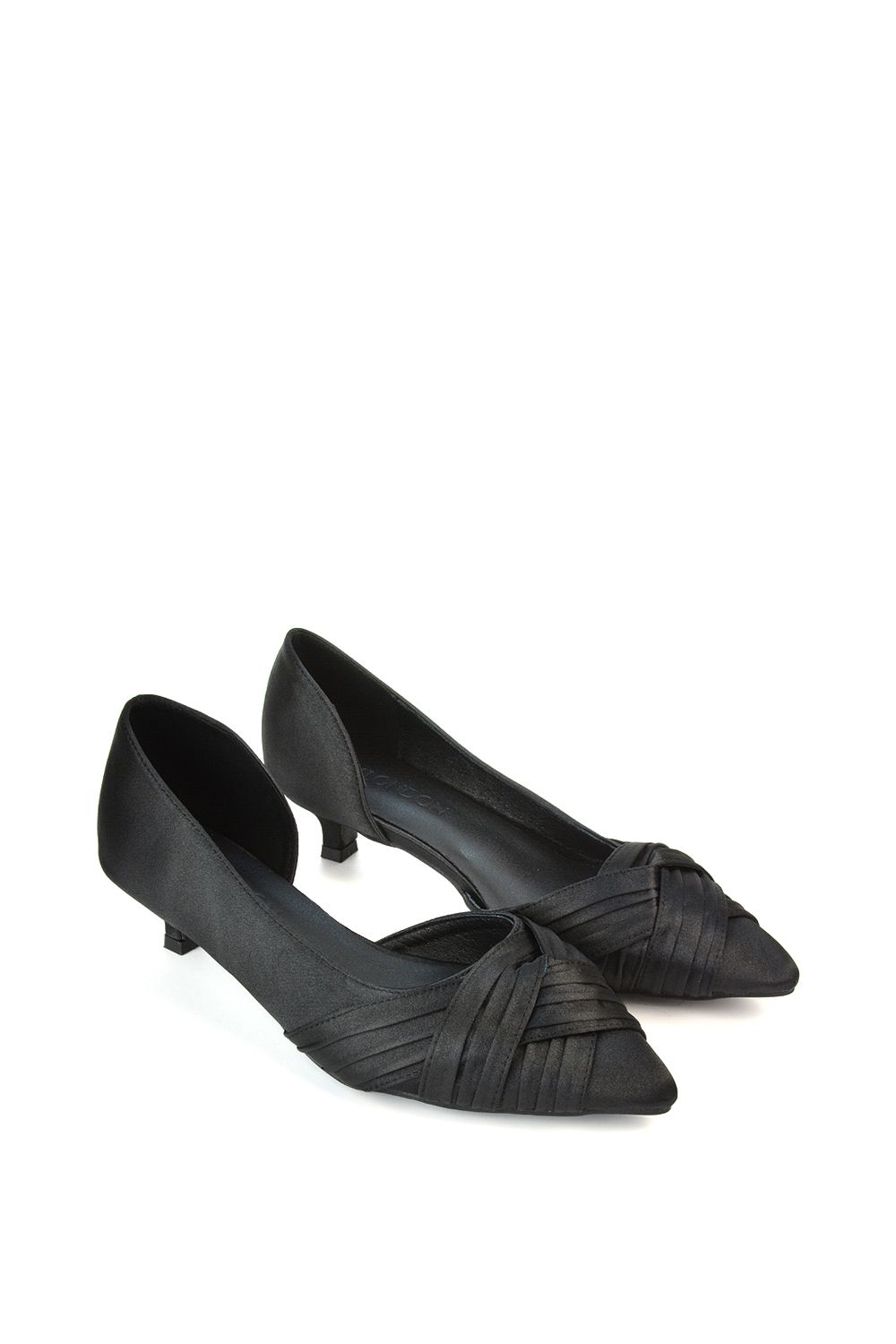 XY London 'Freya' Pointed Toe Kitten Low Heel Classic Bridal Shoe Pumps image 5