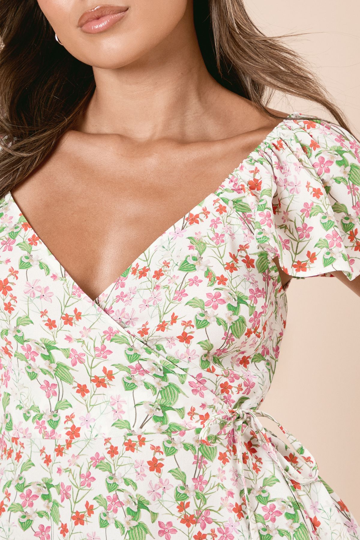 Dorothy Perkins Floral Wrap Front Frill Sleeve Blouse Floral image 5