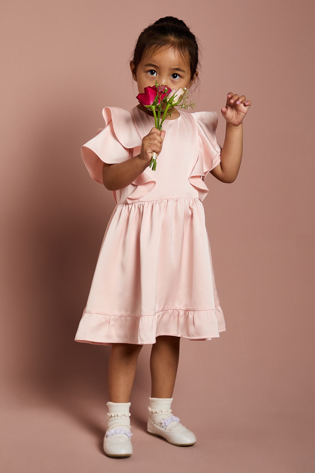 Coast Girls Ruffle Satin Back Crepe Dress Blush image 4