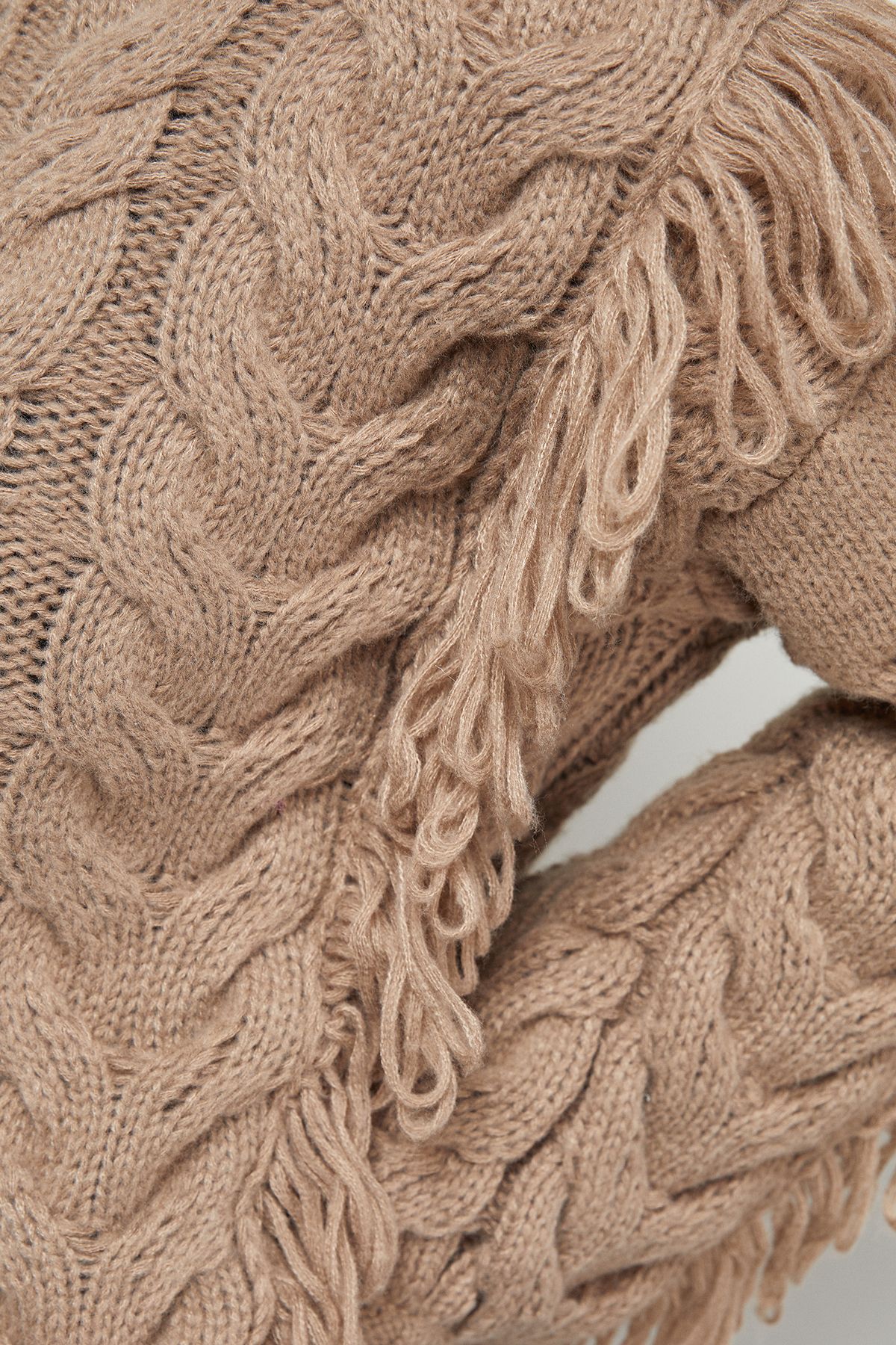 Warehouse Fringe Cross Back Cable Jumper Mocha image 5