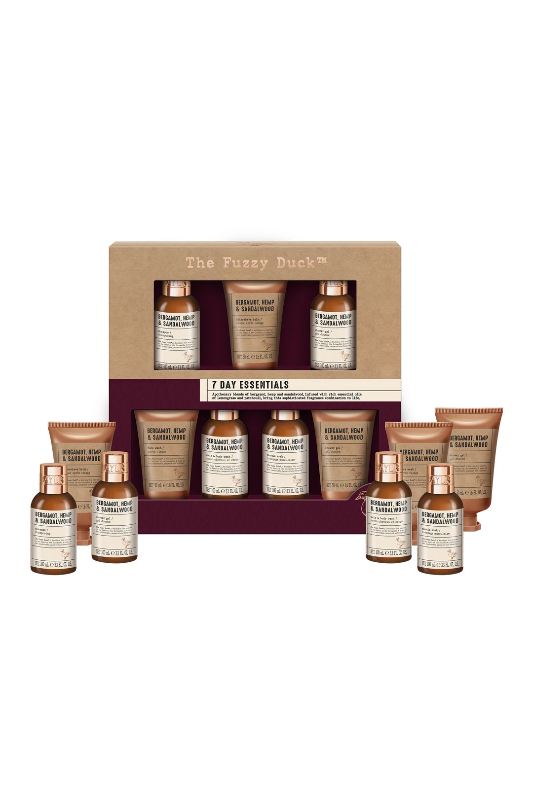 Baylis & Harding The Fuzzy Duck Bergamot, Hemp & Sandalwood Men's 7 Day Essentials Gift Set Multi image 3