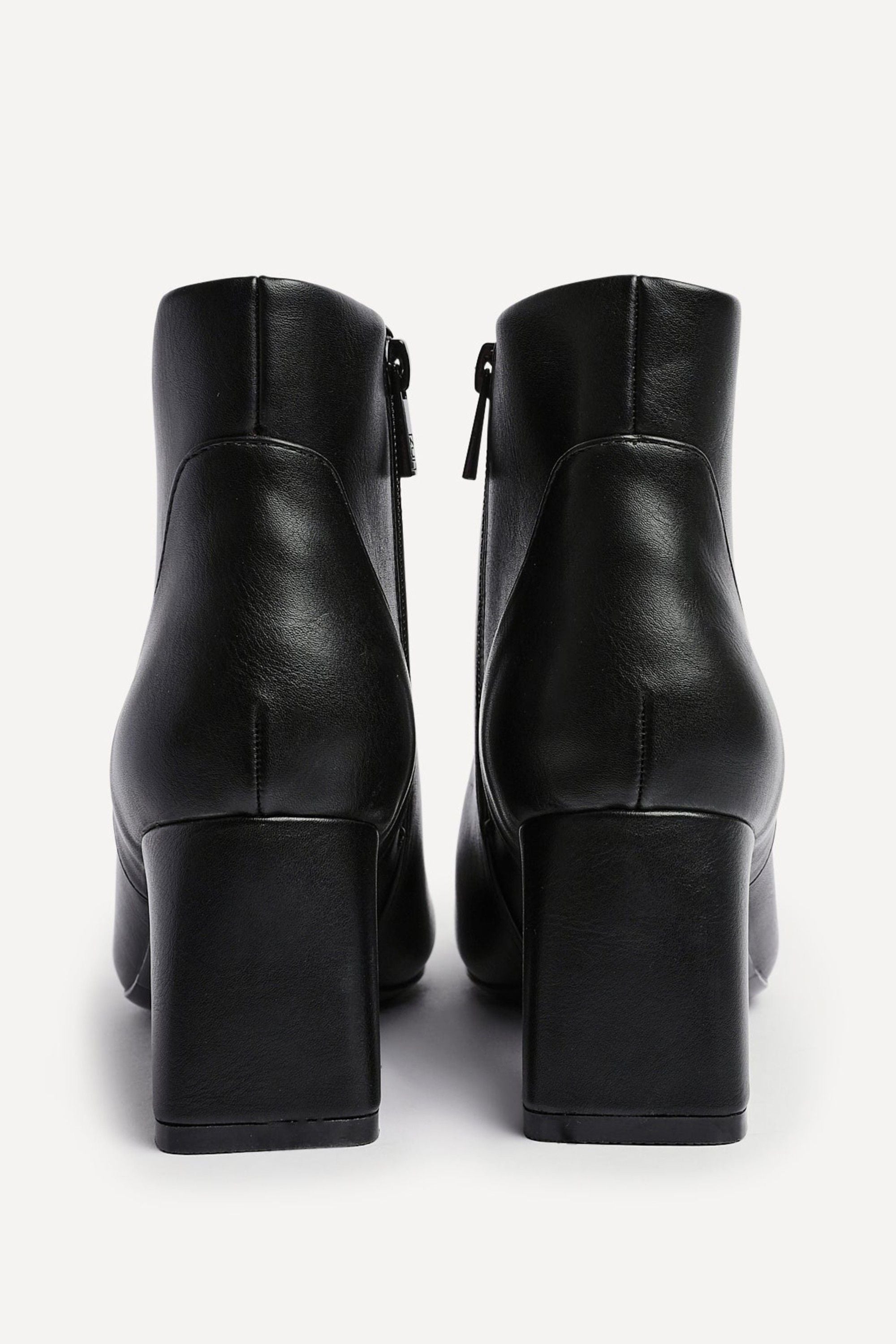 Linzi Cove Black Faux Leather Soft Square Toe Block Heel Ankle Boot image 4