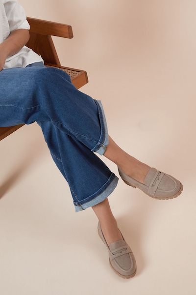 Dorothy Perkins Wide Fit Leoni Chunky Loafers Taupe