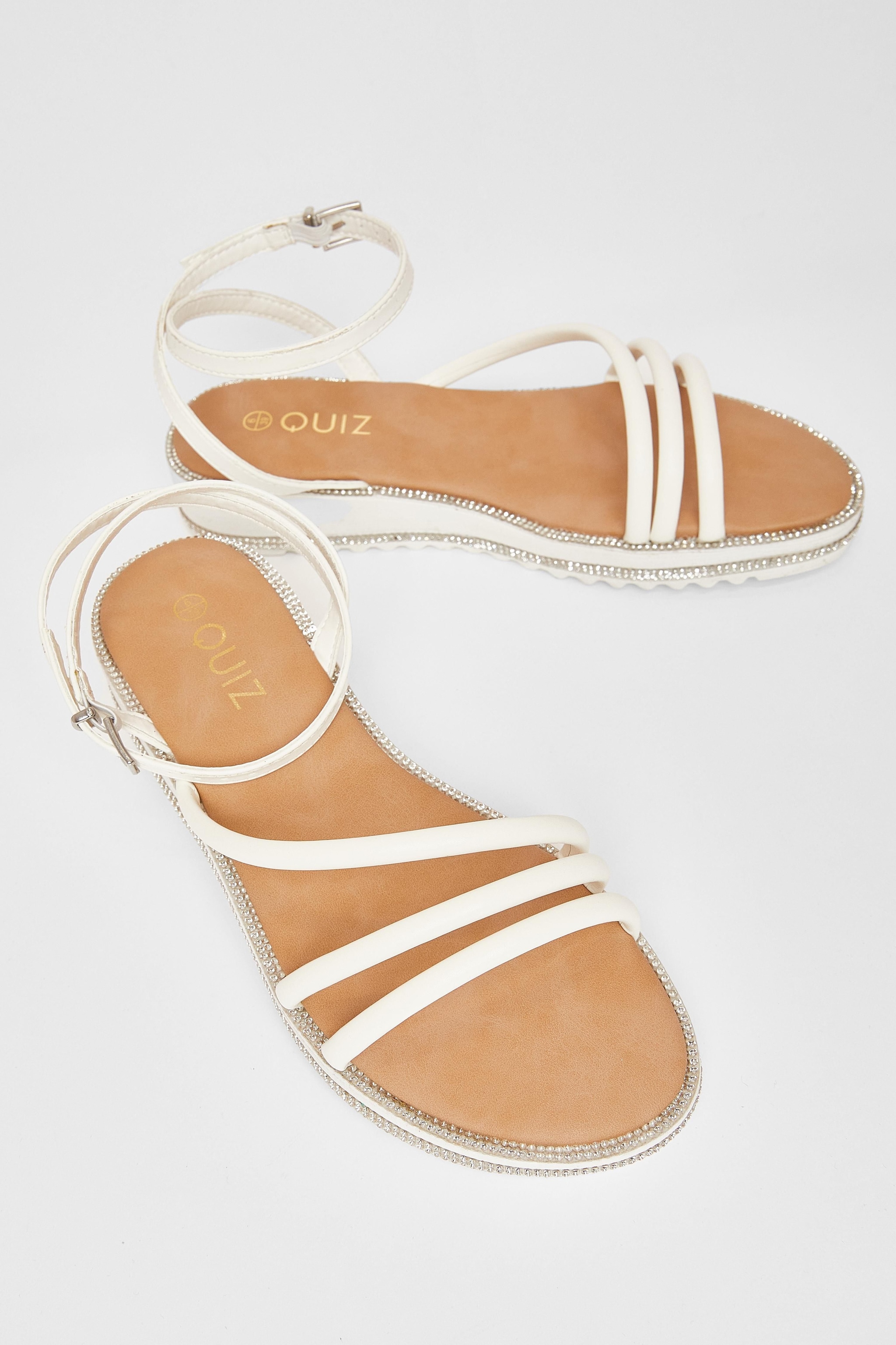Quiz White Strappy Flat Sandals image 2