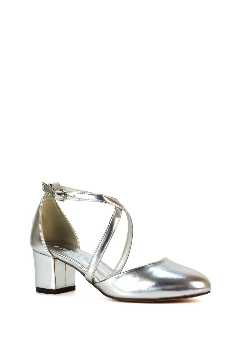 XY London 'Cindy' Strappy Mid Low Block Heel Court Shoes with Ankle Strap image 2