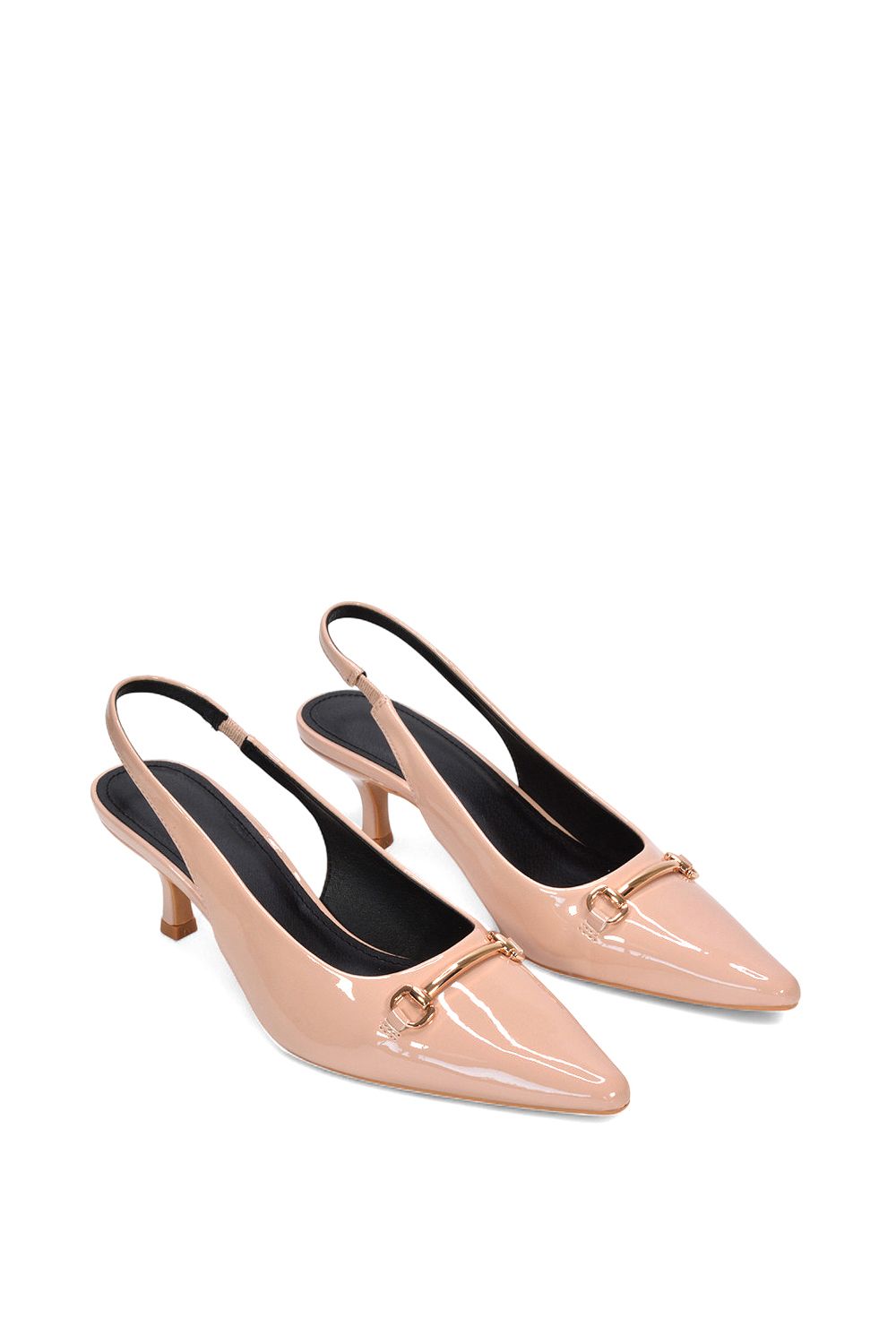 XY London 'Jane' Pointed Toe Slingback Mid Kitten Heels with Buckle image 5