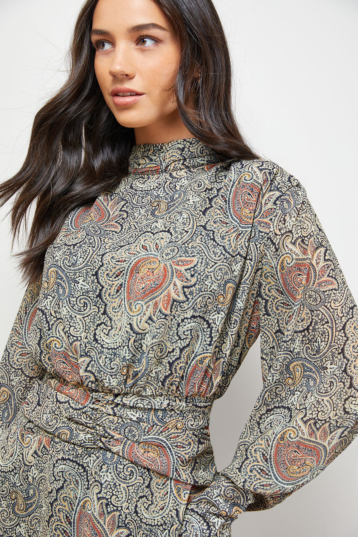 Oasis Volume Shoulder Western Mini Dress Multi image 2