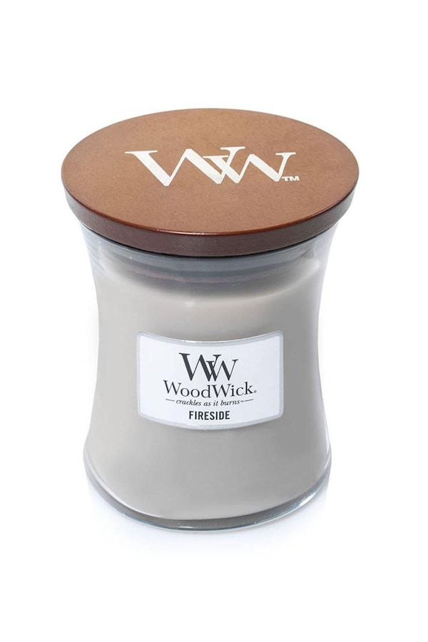 Woodwick Fireside Medium Candle Grey