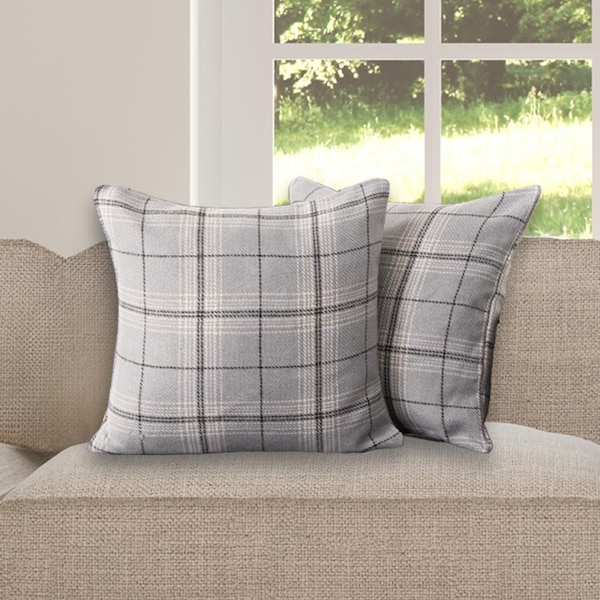 OHS 2 Pack Woven Check Cushion Covers Printed Soft