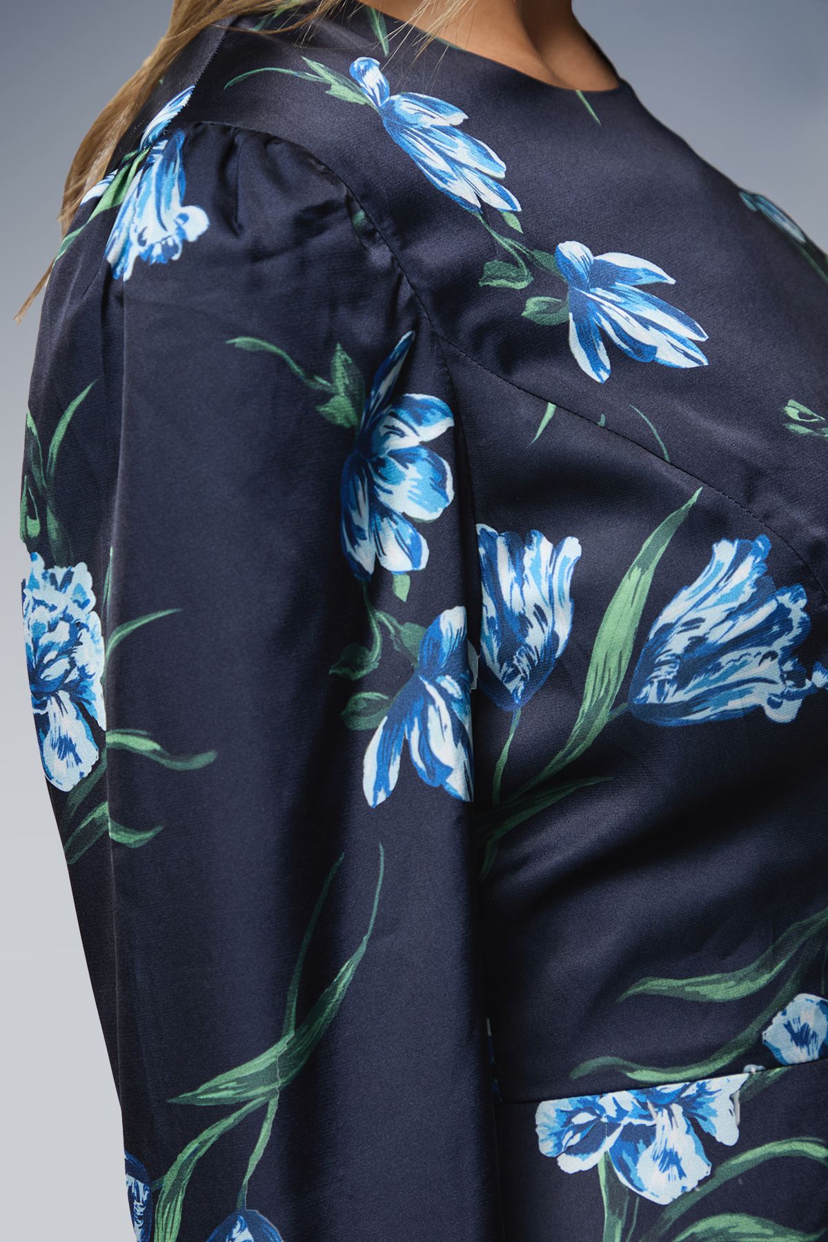 Dorothy Perkins DP Luxe Printed Satin Double Frill Hem Maxi Dress Navy image 5