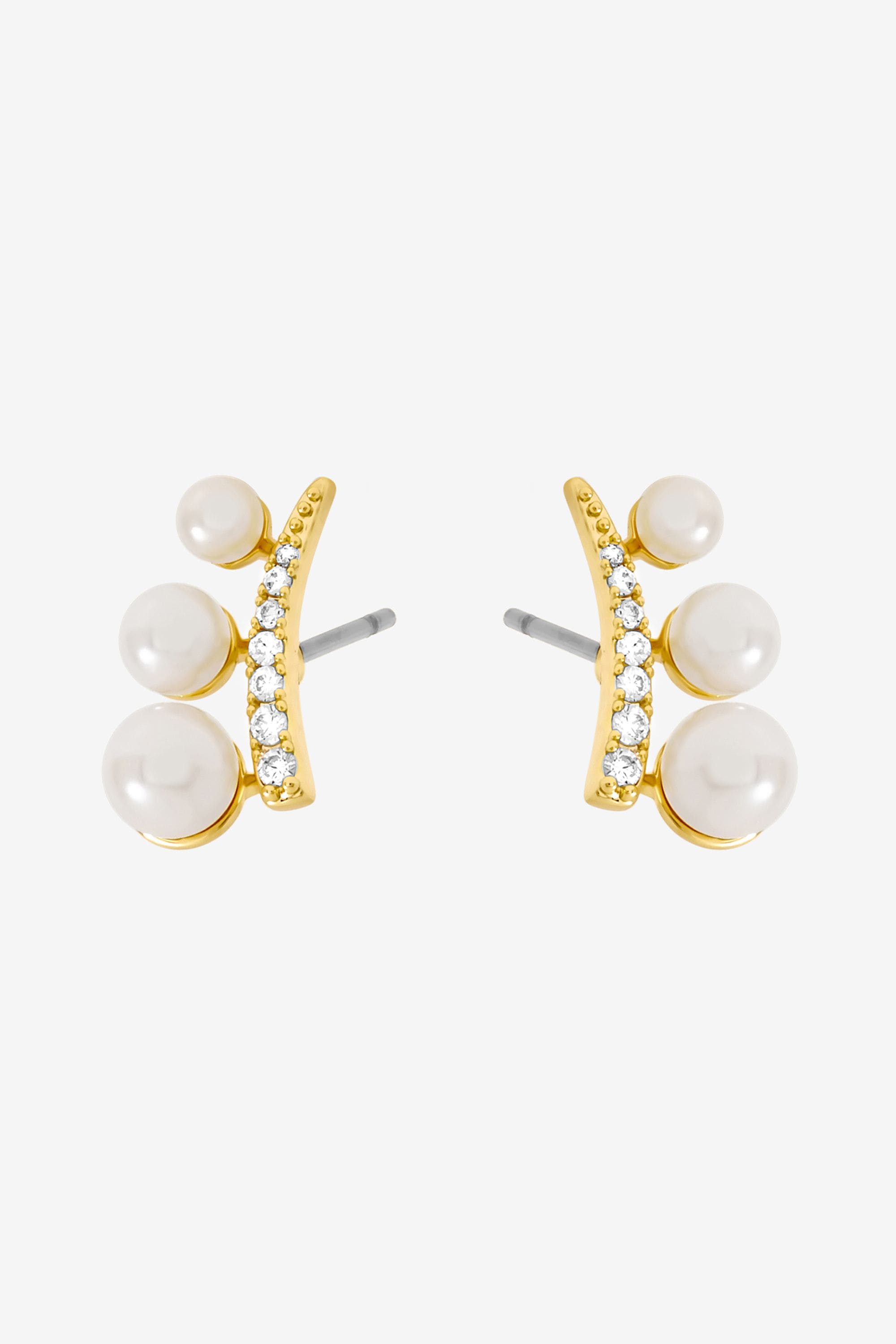 Jon Richard Gold Plated Crystal and Pearl Mini  Climber Earrings image 1