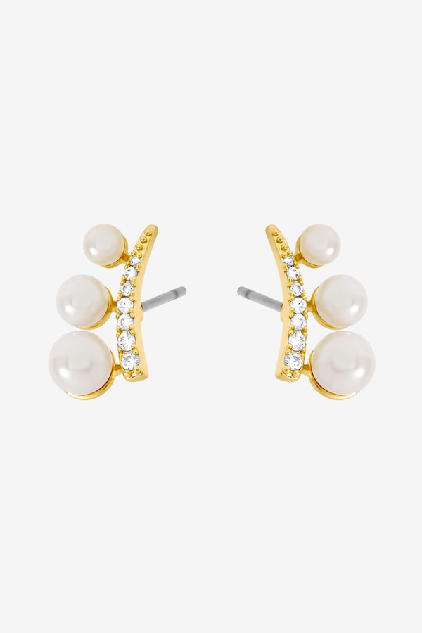 Jon Richard Gold Plated Crystal and Pearl Mini Climber Earrings