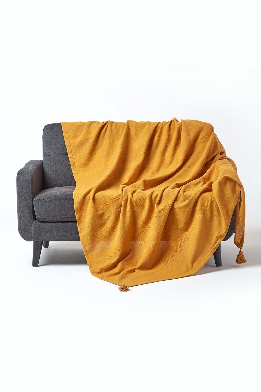 Homescapes Cotton Rajput Ribbed Throw image 1