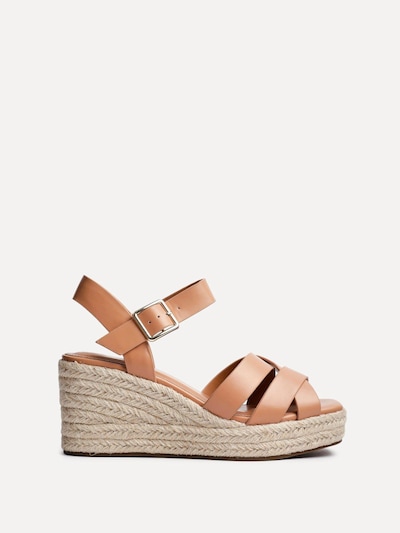Linzi Sheena Tan Faux Leather Crossover Espadrille Platform Wedge