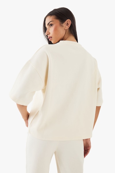 DSGN Studio DSGN Studio Pocket Detail Short Sleeve Interlock Oversized T-Shirt Cream
