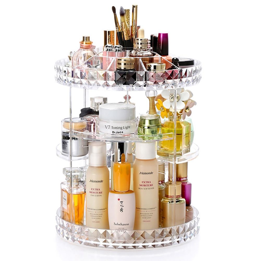 Living and Home 360 Roating Cosmetic Organizer Transparent Acrylic Rotating Multifunctional Makeup Organizer image 5