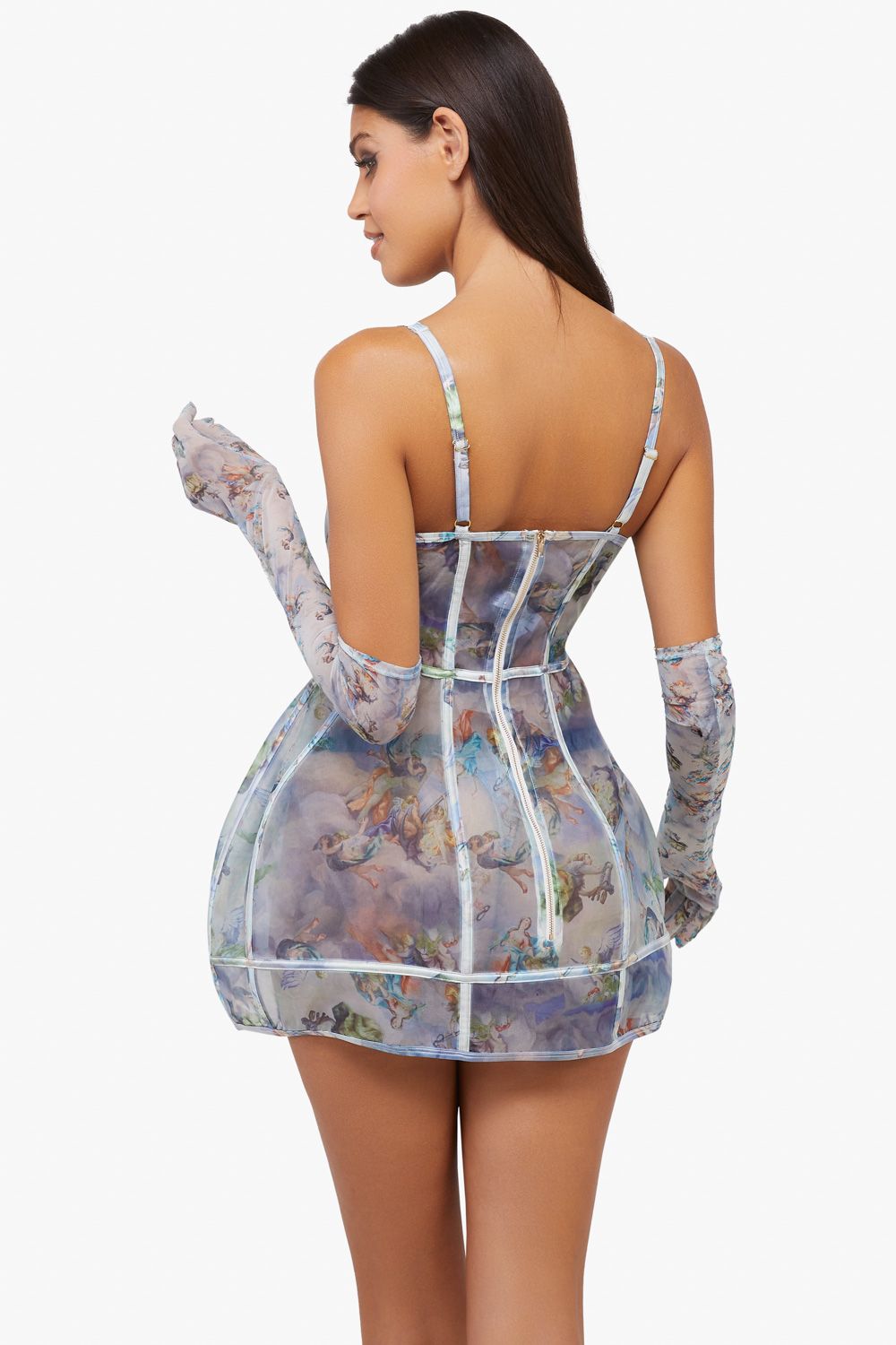 Playful Promises Gracie Renaissance Printed Boned Underbust Dress image 2