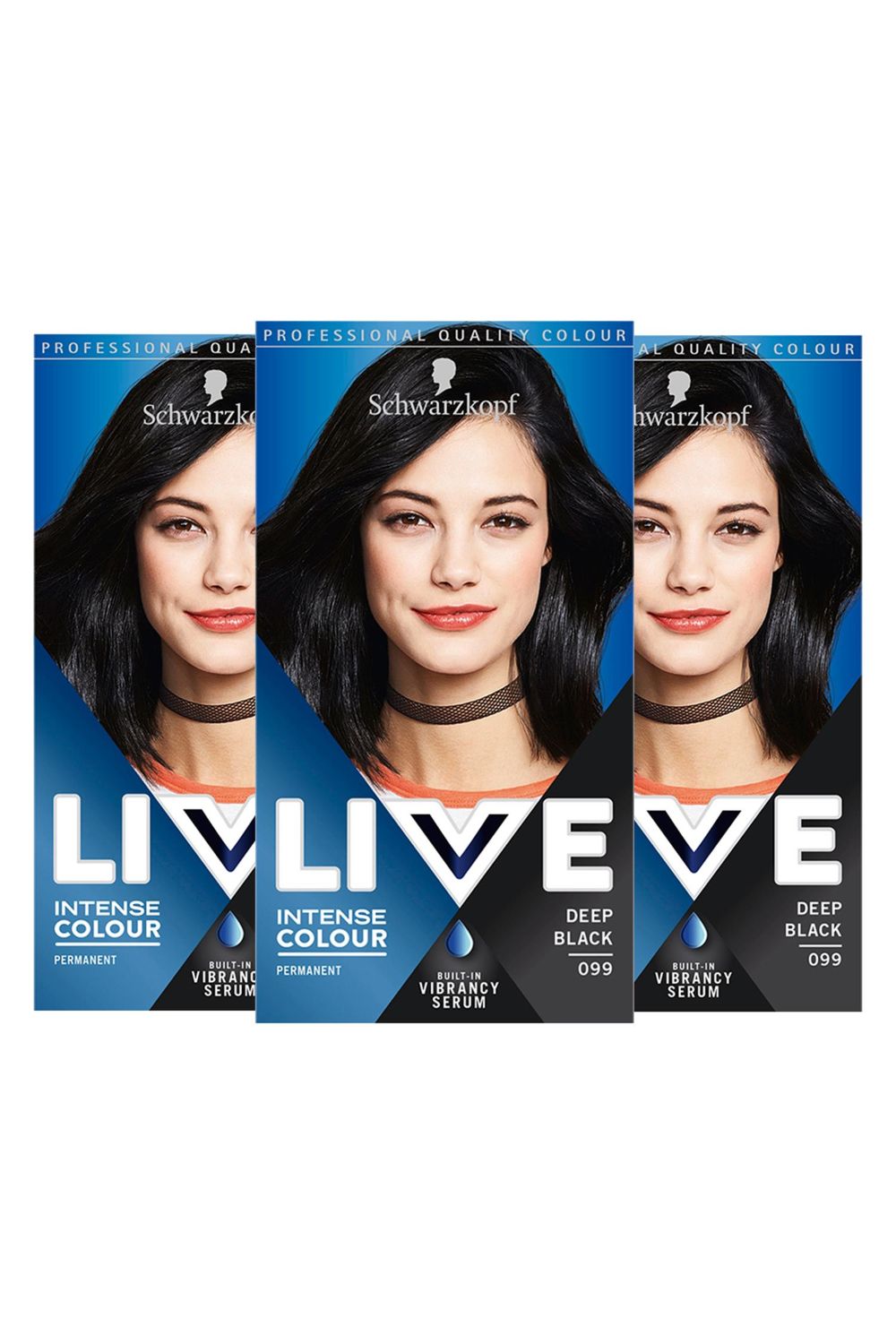 Schwarzkopf LIVE Deep Black 'Hair Dye' Intense Colour 099 3x image 1
