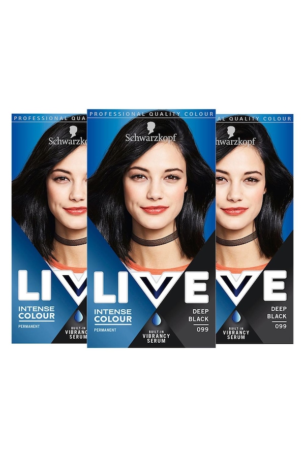Schwarzkopf LIVE Deep Black 'Hair Dye' Intense Colour 099 3x