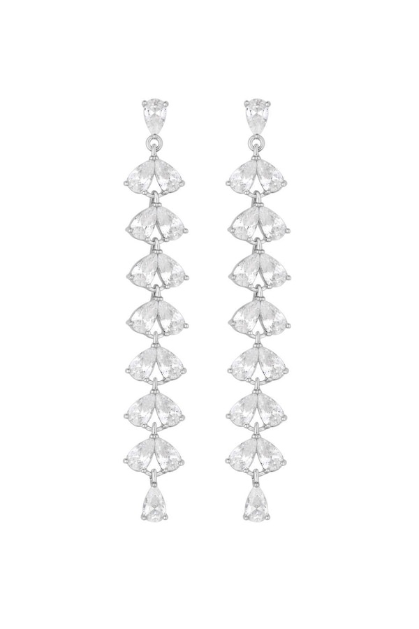 Jon Richard Rhodium Plated Cubic Zirconia Linear Drop Earrings