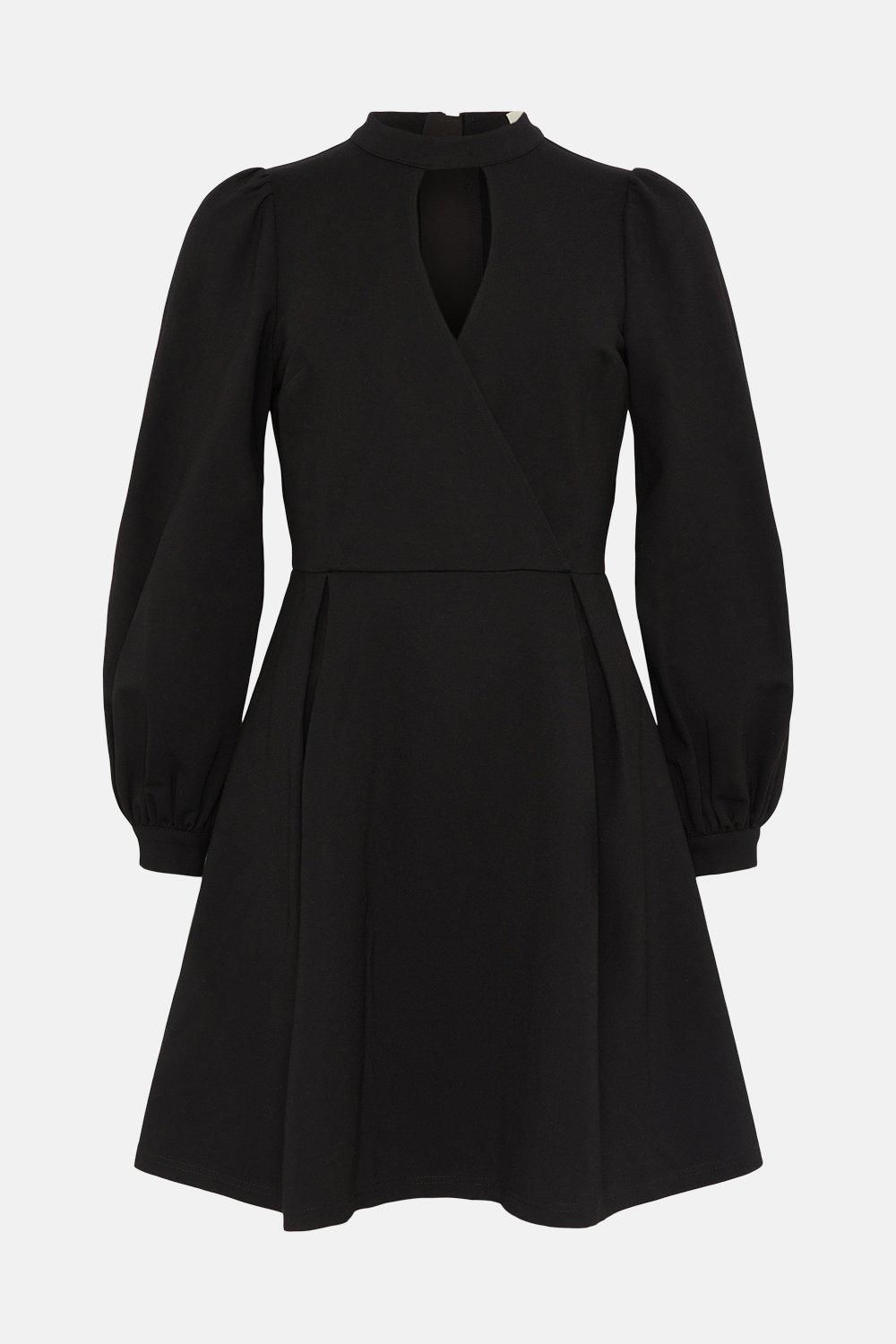 Oasis Keyhole Detail Ponte Skater Dress Black image 4