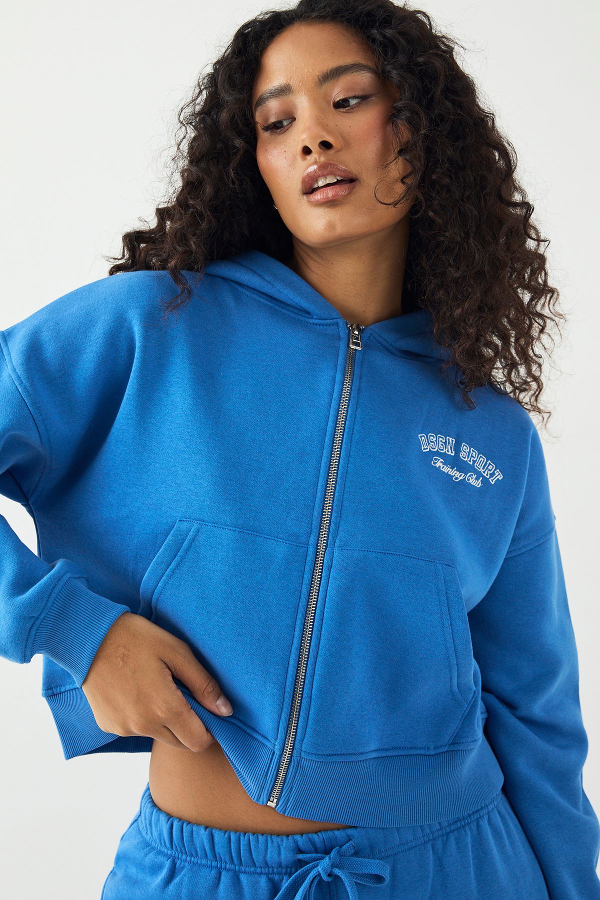 DSGN Studio DSGN Studio Sport Training Club Boxy Zip Through Hoodie Blue image 1