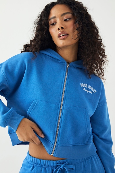 DSGN Studio DSGN Studio Sport Training Club Boxy Zip Through Hoodie Blue
