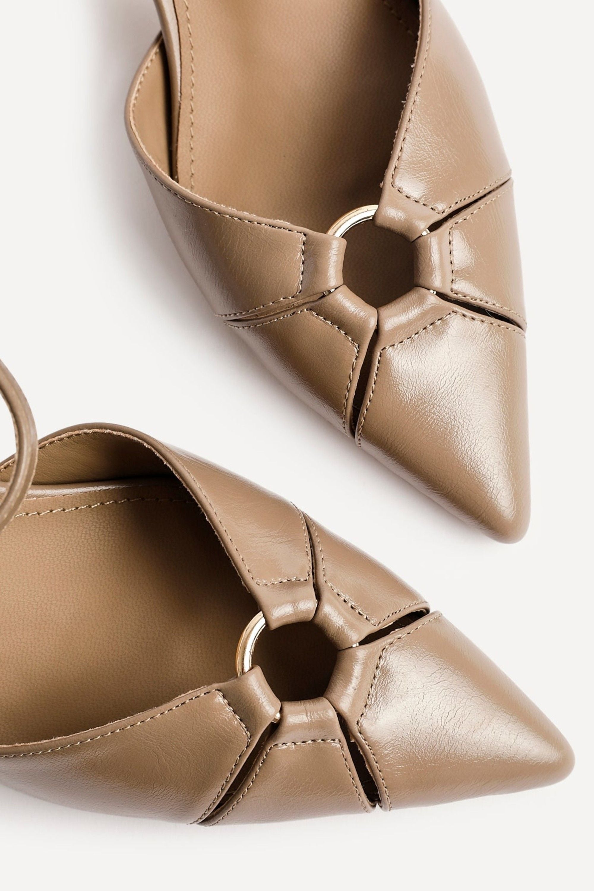 Linzi Pivot Taupe Faux Leather Stiletto Court Heel image 5